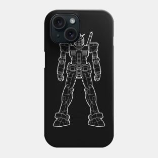 GUNDAM RX 78 2 OUTLINE LINE ART BLACK WHITE SKETCH Phone Case