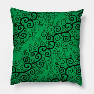 St Patrick's Day Irish Black Vine Pattern Pillow