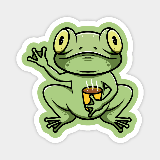 Cute Valentine Frog Drinking Hot Chocolate Magnet by Cubbone