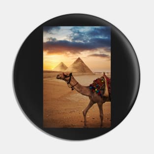 Camel and pyramids at Giza Pin