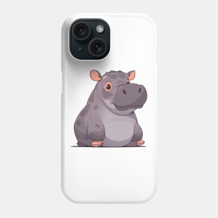 grey sad hippo Phone Case