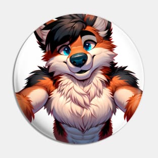 Free Hugs From A Furry Anthro Fox Art Pin