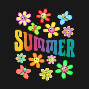 Summer - Happy Flowers and Butterflies T-Shirt