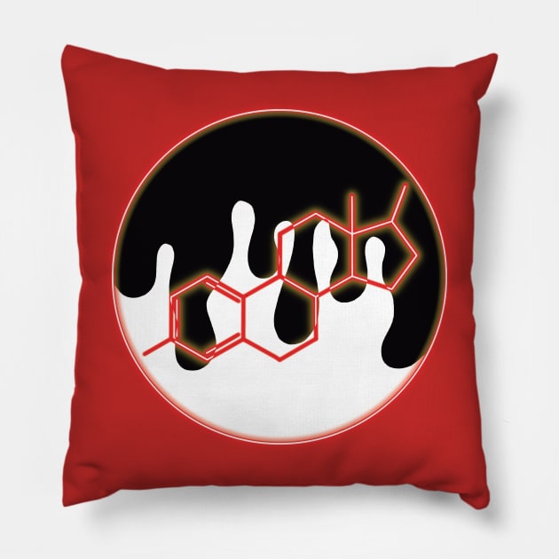 Neon Estrogen Chemical Structure: Red Pillow by TrustyTransgender