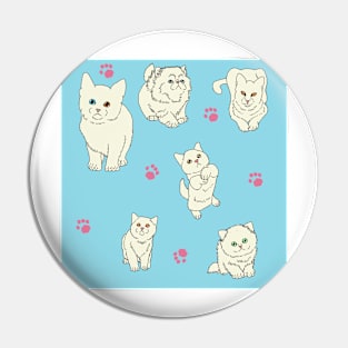 Blue White Kittens Pin