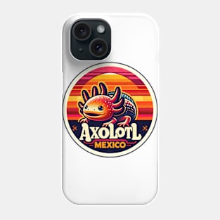 Vintage Retro Axolotl Sunset in Mexico Phone Case