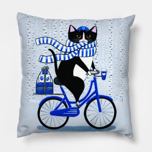 Hanukkah Bicycle Ride Cat Pillow