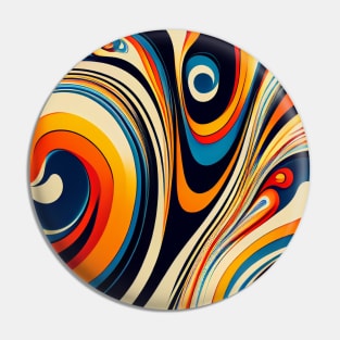 Liquid Swirl Contemporary Abstract Pattern in Orange, Yellow, Black, Navy, Blue, Green, Brown, Cream, Gold, Red Pin