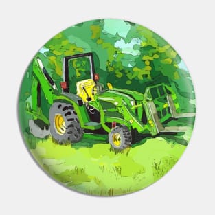 Artistic illustration of a “green” backhoe tractor with front loader Pin