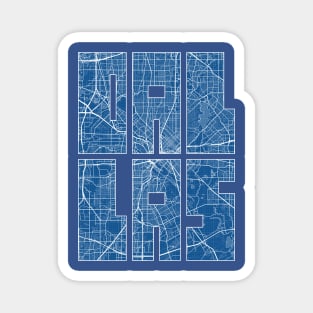 Dallas, USA City Map Typography - Blueprint Magnet