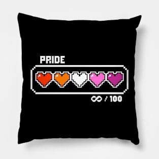 Lesbian Pride Videogame Life Bar Hearts Pillow