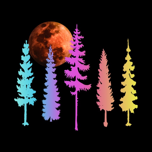 Red Moon and Artsy Trees by PallKris