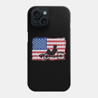 Recumbent Bicycle American Flag 4th Of July Biker Funny Recumbent Bike Phone Case