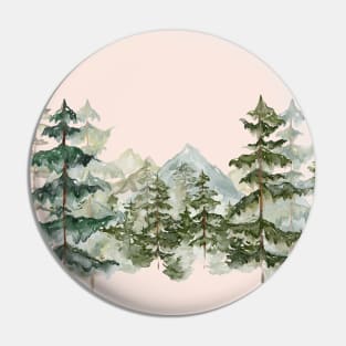 Watercolor Pine Forest and mountain Aesthetic Graphic Pin