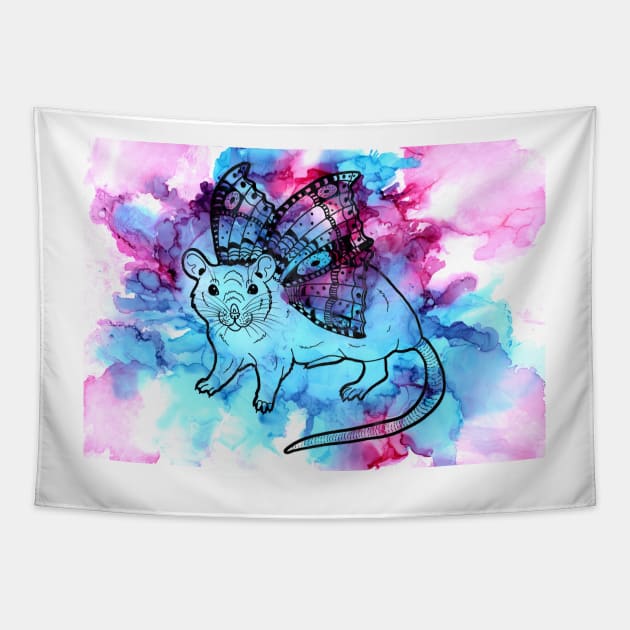 Ink Rat Butterfly Tapestry by WolfySilver