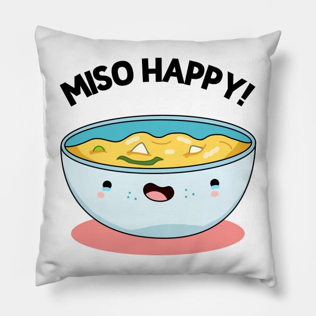 Miso Happy Cute Noodle Pun Pillow by punnybone