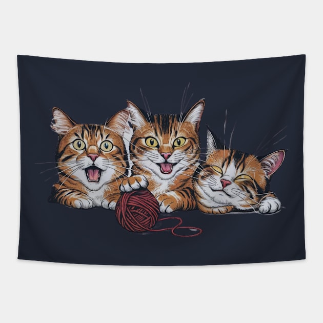 Three Cats Three Moods Tapestry by hsayn.bara