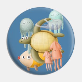 Turtle Under Ocean Pin