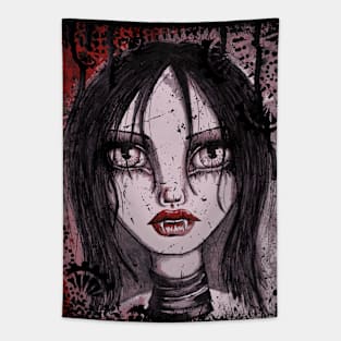 Vampire at My Door (Color Version) Tapestry