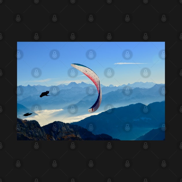 Paraglider Swiss Alps by Wolf Art / Swiss Artwork Photography