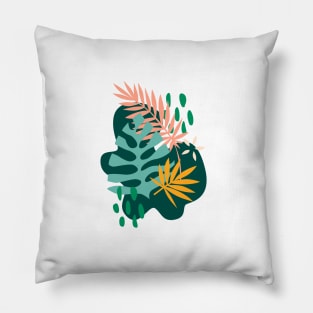 Tropical Leaves - Teal Pillow