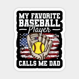 Baseball Dad USA Flag Father Magnet