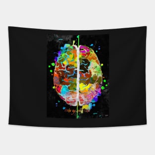 Human Brain Black Tapestry