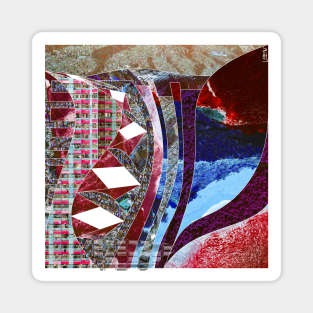 red city map in ecopop pattern landscape art Magnet