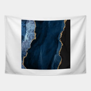 Watercolor Agate in Navy Blue with Glitter Veins Tapestry