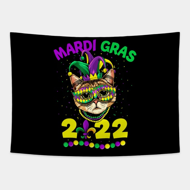 Cute Cat Wearing Carnival Mask Mardi Gras Cat Lover Gifts Tapestry by webster