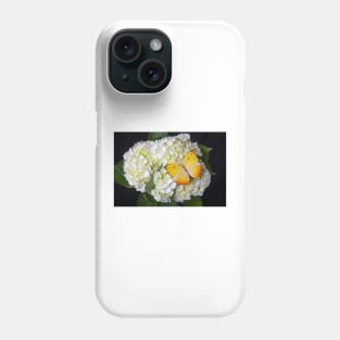 Yellow Butterfly On White Hydrangea Phone Case