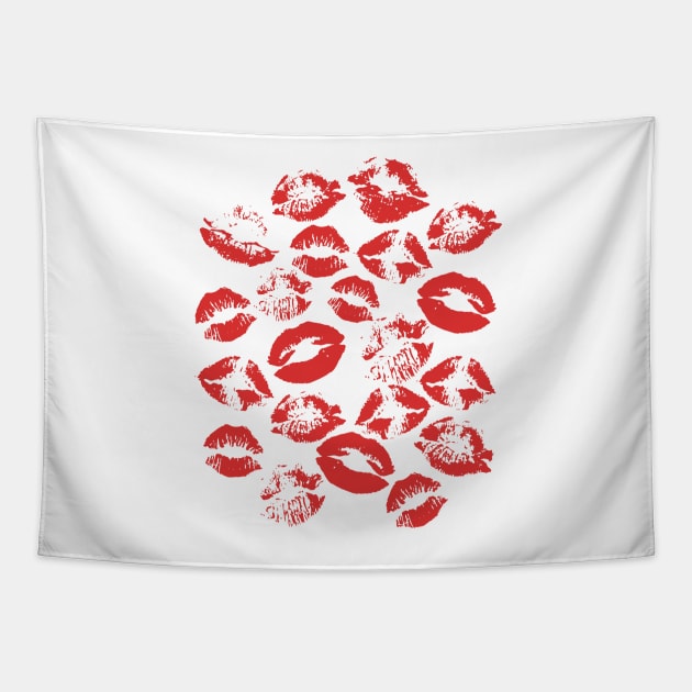 Red lips kiss Tapestry by JuliaBadeeva