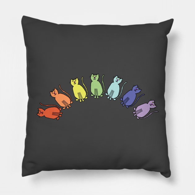 Pale Cats Rainbow Pillow by ellenhenryart