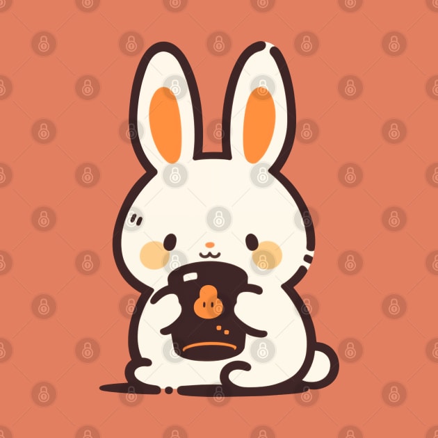 Kawaii bunny drinking hot chocolate by JP