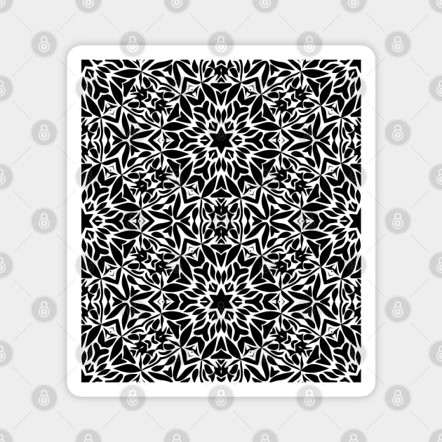 Monochrome geometric pattern Magnet by mkbl