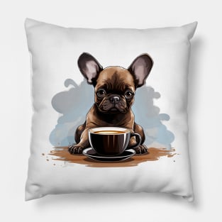 French Bulldog Drinking Coffee Pillow