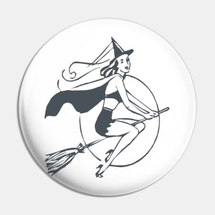 Halloween witch on a broom Pin