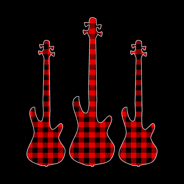 Red Black Plaid Matching Christmas Pattern Bass Player by jodotodesign