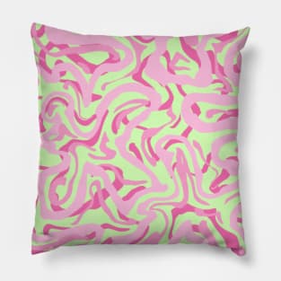 Pink and Green Groovy Marble Pillow