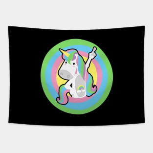 Rainbow unicorn (black stroke) Tapestry