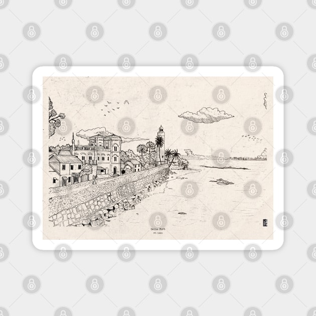 Galle Dutch Fort Sri Lanka Landscape Pen and Ink Illustration Magnet by Wall-Art-Sketch