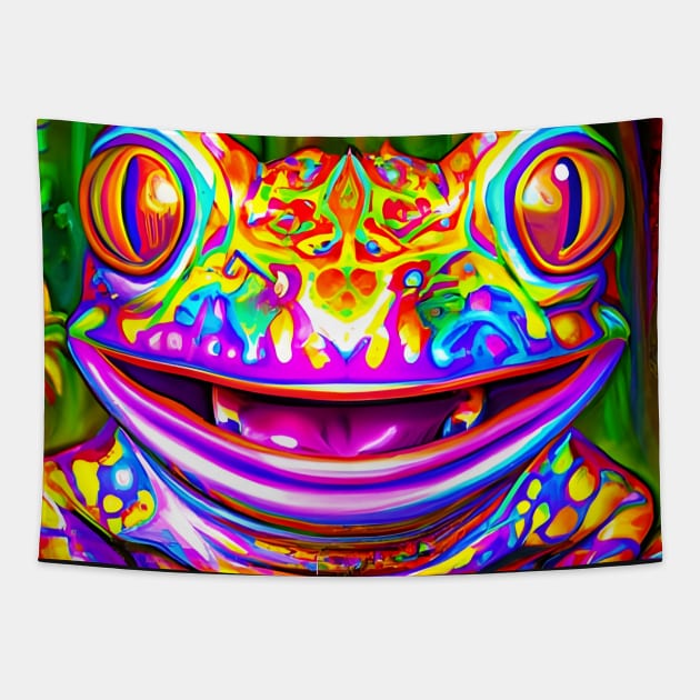 Frogger Spirit Animal (8) - Trippy Psychedelic Frog Tapestry by TheThirdEye