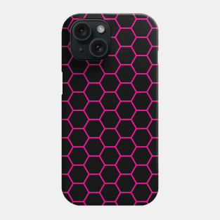 Black Magenta Hex Grid Pattern Phone Case