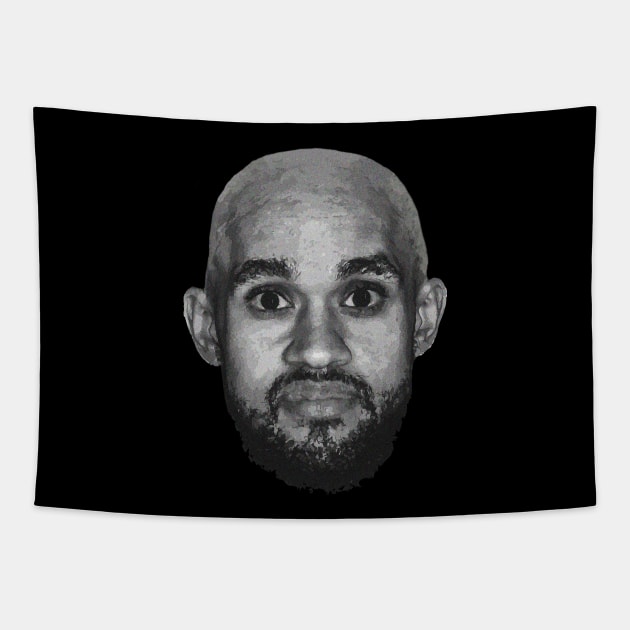 Bald Derrick White Funny Vintage Face Tapestry by rattraptees