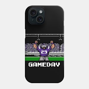 Purple and Gray Football Gameday Retro 8 Bit Linebacker Phone Case