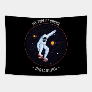 Social Distancing Space Skateboarding Tapestry
