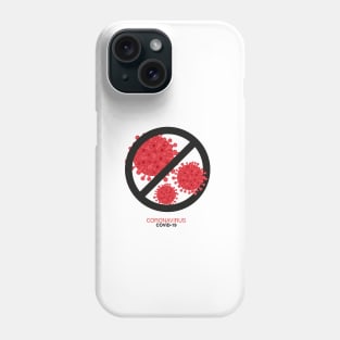 ''Stop covid-19 and Corona virus'' text infection vector with coronavirus text banner with white background Phone Case