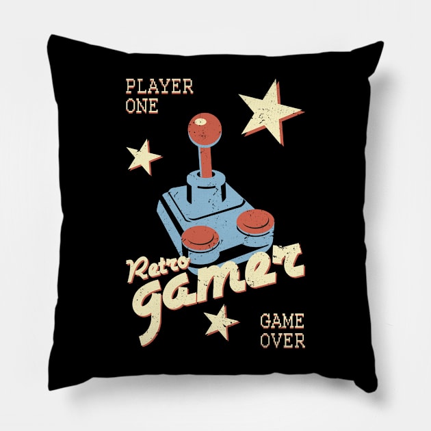 Retro Gamer Joystick Cool Retro Game Pillow by We Print On Gifts