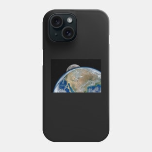 Planet Earth and Moon against dark starry sky Phone Case