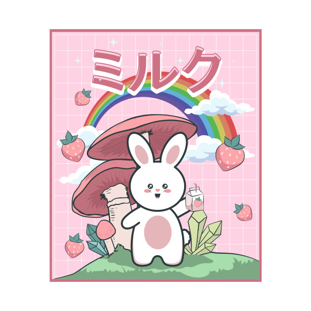 Disover Cottagecore Aesthetic Kawaii Bunny Strawberry Milk - Cottagecore - T-Shirt